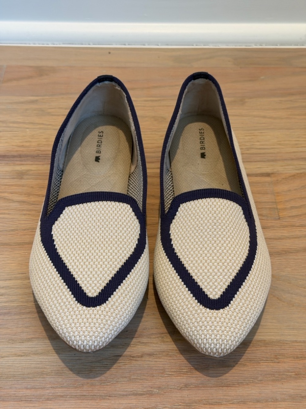 Birdies Flats Women’s Size 7.5 Cream Black Trim Slip On Loafer Comfort Shoes